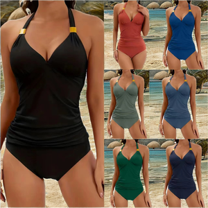 ชุดว่ายน้ำบิกินี่แบบผูกเชือกเอวสูงของผู้หญิงชุดว่ายน้ำสตรี1ชิ้น100% โพลีเอสเตอร์ดีไซน์ใหม่ - Product Image 2