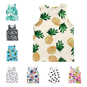 <span class=keywords><strong>Gilet</strong></span> d'été européen américain pour enfants Ins Yellow Pineapple Kidsren's T-Shirt Casual Cotton Baby Sleeveless Top 100% Cotton - Product Image 3