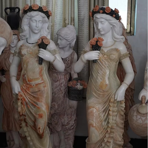 Estatua <span class=keywords><strong>de</strong></span> Mármol <span class=keywords><strong>de</strong></span> Tamaño Real, Escultura <span class=keywords><strong>de</strong></span> Mujer Tallada a Mano en Piedra Natural con Flores - Product Image 6