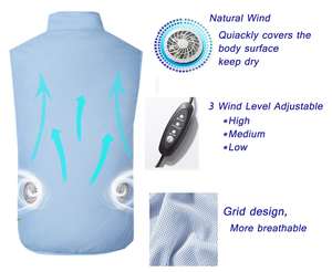 Chaleco con ventilador de refrigeración para hombre, tela transpirable para jardinería de verano, caminar, correr y trabajar al aire libre - Product Image 2