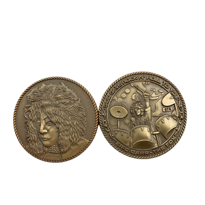 Custom Antique Brass Commemorative Coin Double-Sided Metal <b>Souvenir</b> with Guitar and Palm Design for Events & Team <b>Gifts</b> - Product Image 5