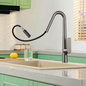 Kitchen Sink Faucet Single Handle Pull Out <b>Spray</b> Modern Deck <b>Mounted</b> 2.0-2.9gal/m Ceramic Valve Core - Product Image 2
