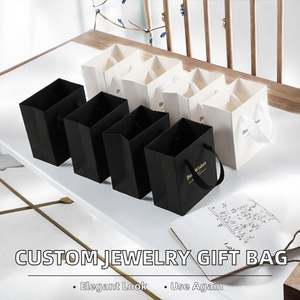 Boîte cadeau de luxe en papier kraft brun écologique, faite à la main, avec logo personnalisé, poignées en ruban et tiroirs coulissants portables - Product Image 2