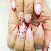 Press-on Nail Red Cat Eye Français Noël Nouveau Style Réutilisable Usine En Gros
