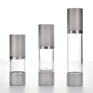 Lotion flasche silber 15ml 30ml 50ml airless pumpe kunststoff aluminium kosmetische airless pumpe flasche