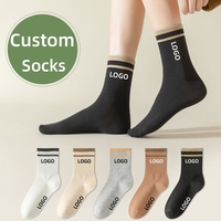 Chaussettes colorées personnalisées avec logo, en coton, pour hommes et femmes, mi-mollet, avec impression de marque sur mesure, vente en gros directe usine