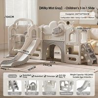 Ensemble de jeu pour enfants avec balançoire et toboggan en plastique PE sur le thème de l'ours de dessin animé, pour les parcs d'aventure, les zones de jeux éducatives, la maison et le jardin