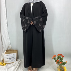 Dubai 2025 New Arrival Bow Abaya Robe Made in Solid Color Nida Material with Silver Diamond Cuff for Muslim Women 1416# - Product Image 5