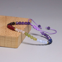 Bracelet en perles facettées en pierres précieuses naturelles arc-en-ciel de 4 mm, réglable, fait main, en cristal, pour bijoux personnalisés, vente en gros