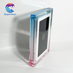 Superlieur 7 pulgadas azul-Rosa marco de fotos digital Reloj acrílico transparente objeto de vídeo infinito pantalla LCD reproduce MP4 AVI - Product Image 2
