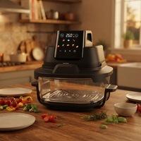 Friteuse à air grande capacité 4,5 L avec fenêtre de visualisation, friteuse à air en verre 1500 W avec contrôle de température, cuisson rapide sans huile