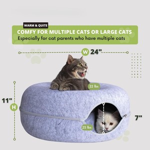 Lit tunnel pour chat de qualité supérieure, écologique, pour intérieur, avec grotte cachette, amovible, fournitures pour animaux de compagnie, maison pour chat en verre imprimé, forme carrée - Product Image 3