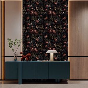 Creation Of Time And Space Retro Self Adhesive Dark Floral 3D Wallpaper Background Wall Sticker For Cabinet - Product Image 1