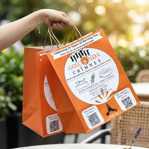 Sac en papier kraft personnalisé, jetable, biodégradable, écologique et recyclable pour les kebabs et le biryani d'Hyderabadi, cuisine indienne, restaurant - Product Image 6