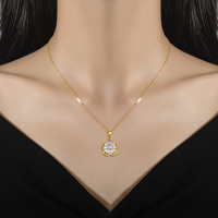 Ensemble collier fleur creux et boucles micro pavé luxe léger unique femme, colliers pendentifs mode en gros
