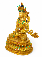 Statue de Bouddha Amitayus en laiton doré, faite à la main, sculpture bouddhiste de l'ange de la longue vie, divinité tibétaine, temple, Feng Shui, moderne