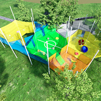 Filet d'escalade multicolore personnalisé pour parc d'aventure, équipement de terrain de jeu pour enfants avec zone de football pour parc d'attractions