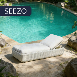 Tumbonas de Jardín Dobles de Ratán y Aluminio para Exteriores, Color Blanco y Beige, para Piscina, 2026 - Product Image 3