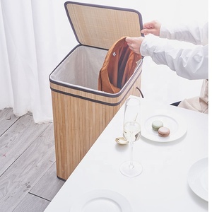 ถังขยะไม้ไผ่พับได้แข็งแรงเป็นมิตรกับสิ่งแวดล้อมพร้อมฝาและด้ามจับสำหรับซักผ้า - Product Image 6