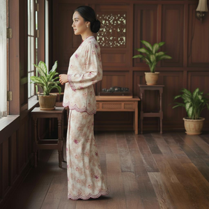 Robe Sedondon Raya 2025 Modest Baju Kurung Borong, motif géométrique écologique, sans repassage, en crêpe Cey, avec soutien-gorge intégré, directement de l'usine - Product Image 2