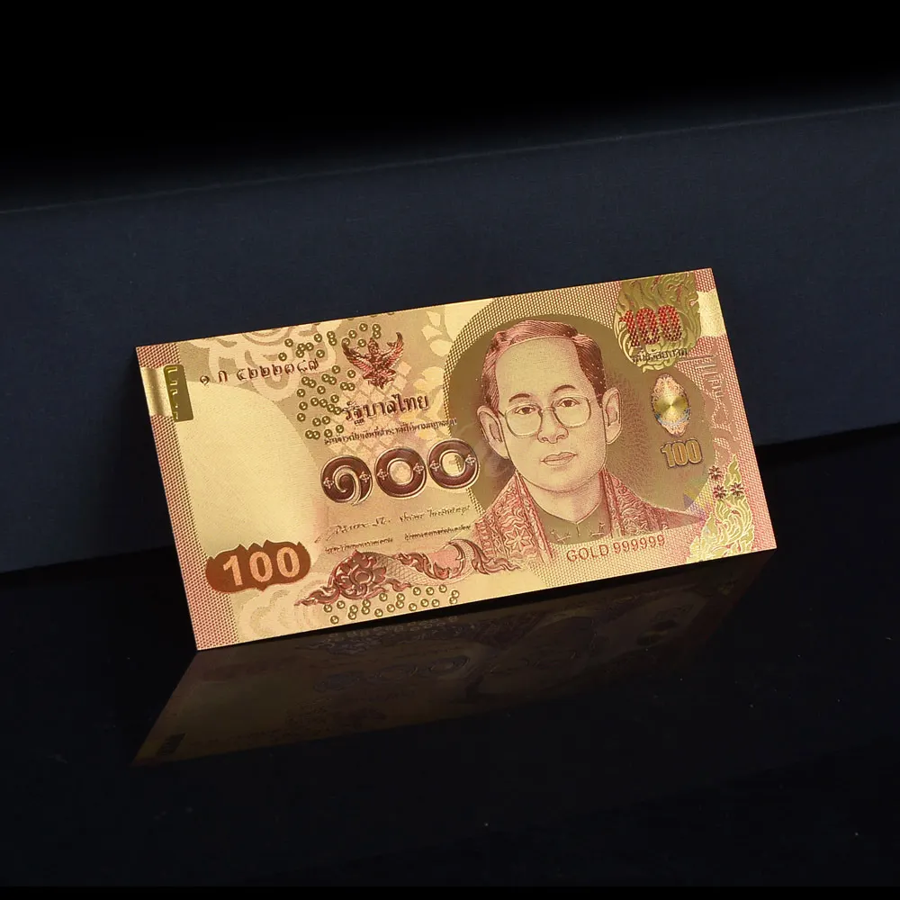 Banconota da regalo durevole in valuta tailandese placcata in oro 24k con materiale di plastica per oggetti in valuta