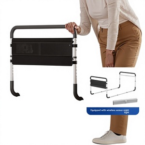 Barre d'appui de lit multifonctionnelle double face réglable pour personnes âgées et femmes enceintes avec lumière nocturne sans fil anti-chute - Product Image 5