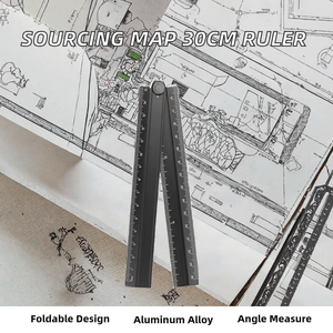 Righello Pieghevole 30cm in Lega di Alluminio con Goniometro, Strumento di Misurazione Geometrica per Architetti - Product Image 3