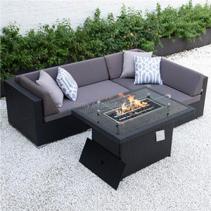 Gartens ofa im nordischen Stil Outdoor-Freizeit möbel mit Feuerstelle Tisch Rattan Patio Sofas für Hotels und Terrassen - Product Image 6