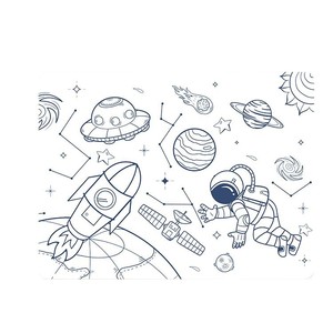 Tapis de dessin en silicone pour enfants, tapis de peinture lavable, stylo aquarelle, série Espace Océan, rond/carré - Product Image 5