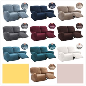 Nouvelle vente flash : Housses <span class=keywords><strong>de</strong></span> fauteuil inclinable en velours <span class=keywords><strong>de</strong></span> luxe, 6 pièces, 2 places, extensibles, élastiques, faciles à installer, couleurs unies - Product Image 6