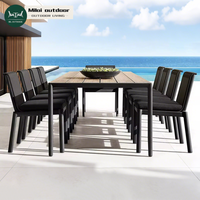 Chaise de salle à manger en alliage d'aluminium avec dossier en maille pour balcon de villa extérieure, ensemble table et chaises de jardin