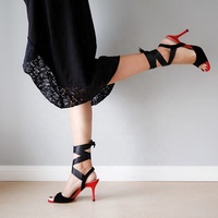 Tango-zapatos de tacón alto de 9cm para mujer, calzado de baile con punta abierta, sexys, para Argentina