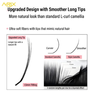 ขนตาปลอม A-RIX L-Curl Wet Camellia แบบหลายความยาว ฐานแข็งแรง ทรง Manga Fox Eye สีดำด้านนุ่ม - Product Image 3
