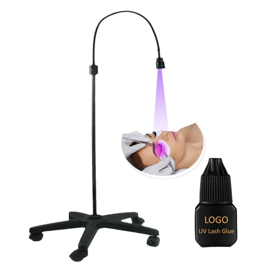 Lampu UV ekstensi bulu mata led sensitif, lampu uv bebas genggam pedal kaki lem ekstensi bulu mata