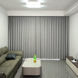 Venta al por mayor de poliéster de doble cara tela de lino con textura opaca color sólido en la superficie 100% tela de cortina opaca - Product Image 1