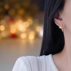 22533 S925 Argent DIY Accessoires pour perles, Support vide en forme d'étoile pour crochet d'oreille avec perles rondes de 5-7mm, Entretoises de 25mm pour bijoux - Product Image 2