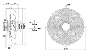 Weiguang 220VAC ไฟฟ้า YWF4E-500S-145/65-G 900W 4.15A 1325RPM 6700m 3 /h อุปกรณ์ทำความเย็นพัดลมระบายความร้อนตามแนวแกน - Product Image 4