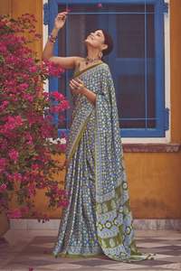 ชุดส่าหรีสำหรับผู้หญิงส่าหรีผ้าซาตินลายบอลลีวูดส่าหรีตามต้องการ - Product Image 6