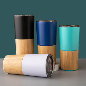 <span class=keywords><strong>Vaso</strong></span> creativo de acero inoxidable de bambú de 18Oz, taza de café y cerveza al vacío de doble pared, <span class=keywords><strong>termo</strong></span> portátil para coche, tazas de vidrio para hielo - Product Image 6