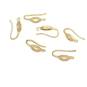 18k gold-plated copper ear <b>hooks</b> with zircon setting, DIY pendant <b>earring</b> accessories wholesale A02 - Product Image 5