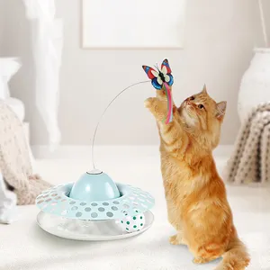 गर्म बेच बिल्ली का बच्चा खिलौने ट्रैक स्वचालित घूर्णन पंख चेज़र कताई गेंद बिल्ली तितली के साथ इंटरएक्टिव खिलौना सेट