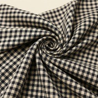Tissu en coton 100% teint en fil à carreaux gingham, petits carrés, bleu marine et blanc cassé, tissé, pour chemises et robes, 145 cm, vente en gros