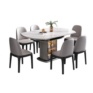 Extendable <b>Foldable</b> Round Dining <b>Table</b> Solid Wood Storage Modern Minimalist Style For Small Homes Dining Room - Product Image 4