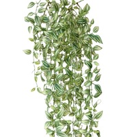 Plantes artificielles en soie imprimées en 3D, lianes vertes pour décoration murale de mariage avec des feuilles de Tradescantia Zebrina et de Begonia