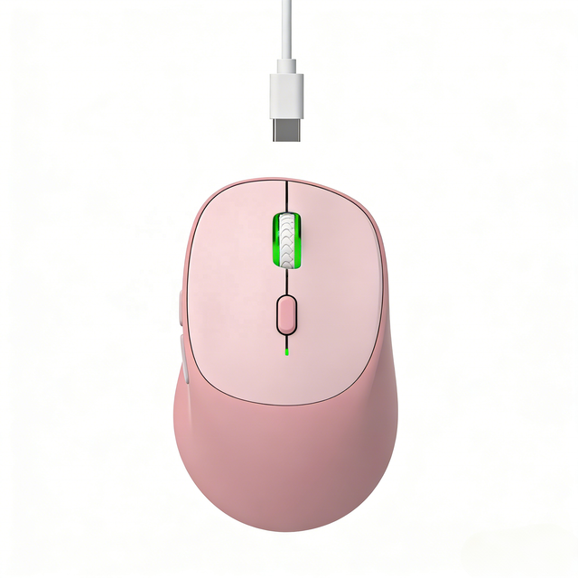 2.4G BT Dual Mode Optical Wireless Mouse Rechargeable Silent Click USB C 6-Button Office Gaming for Laptop PC iPad Adjustable