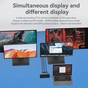 14-In-1 USB C dizüstü yerleştirme istasyonu MST 4 monitör 4K 60Hz HDTV DP USB C Hub adaptörü USB C Dock Ethernet 3.5MM ses jakı - Product Image 6