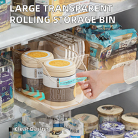 Panier de rangement de cuisine incliné en plastique transparent avec roulettes, grand bac de rangement alimentaire transparent pour garde-manger, organisateur de placard