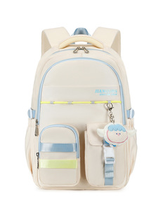 Mochila para estudiantes de secundaria para niñas, colocación de colores a la moda con patrón de logotipo para campus de escuela secundaria - Product Image 4