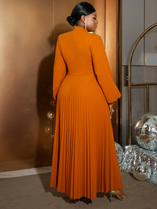 Maniche lunghe a lanterna tagliate Maxi <span class=keywords><strong>abiti</strong></span> a pieghe da donna <span class=keywords><strong>Curvy</strong></span> <span class=keywords><strong>taglie</strong></span> forti - Product Image 2