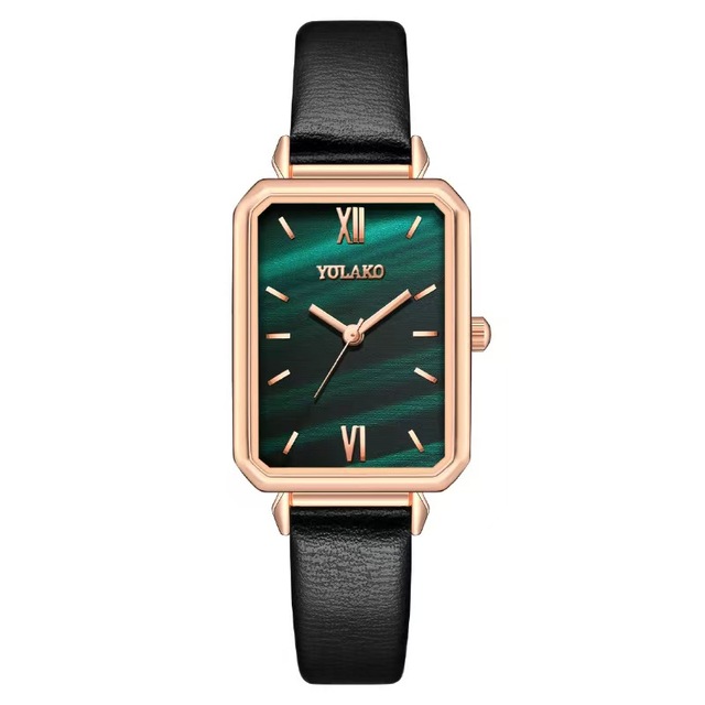 Luxury Ladies Quartz Wrist Watch for Women 32mm Square Alloy Case 7mm Thickness Leather Band Pointer Dial Glass Window